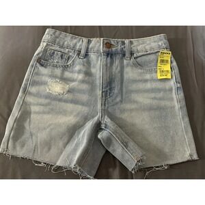 RSQ Girls Denim Shorts Size 8 Distressed Mid Length Blue Tillys NWT
